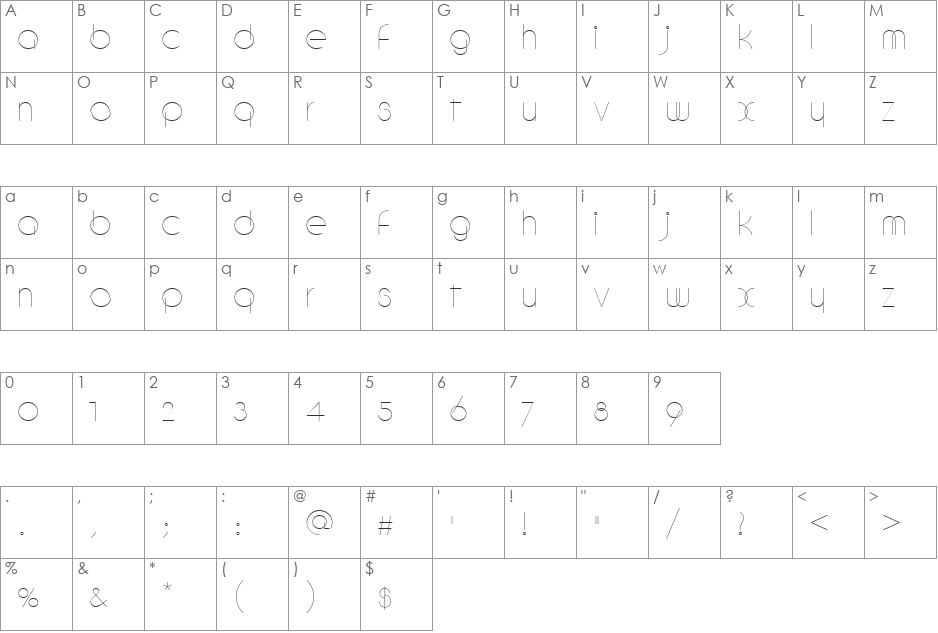 CircleD font character map preview