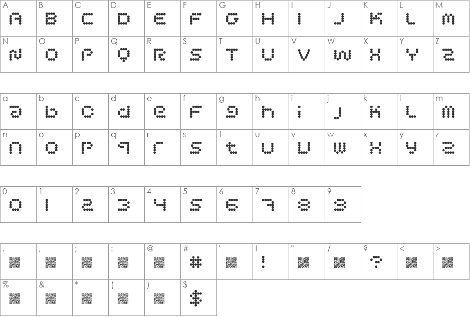 CirclePixels font character map preview