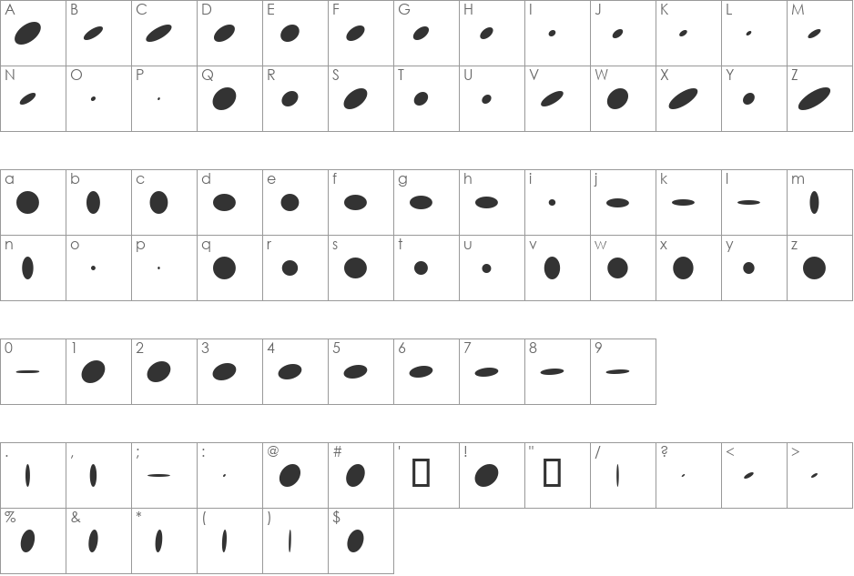 Circles font character map preview