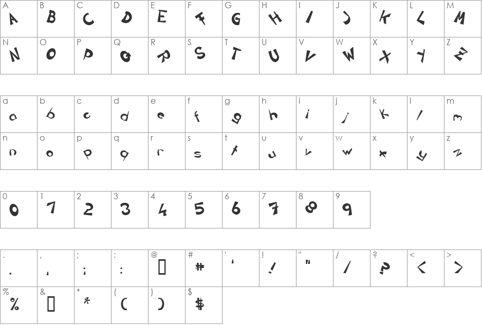 CIRCLINEcrazyjumped font character map preview