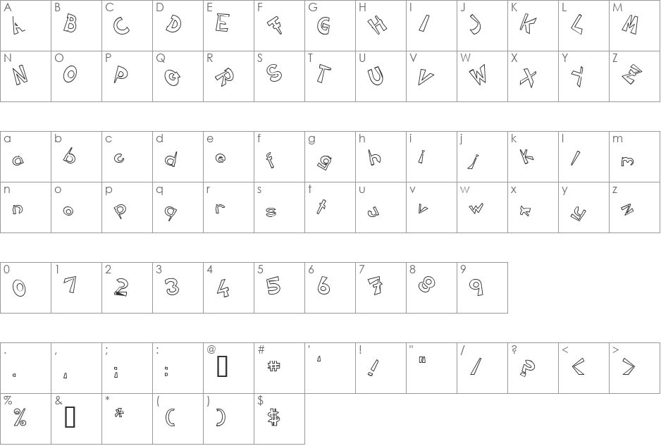 CIRCLINEcrazyjumped font character map preview