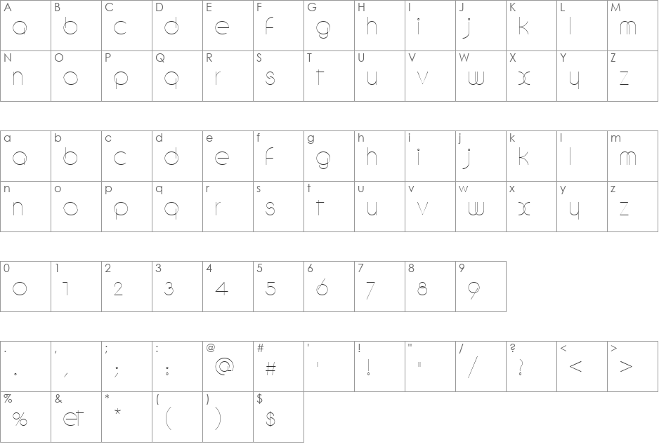 Circling font character map preview