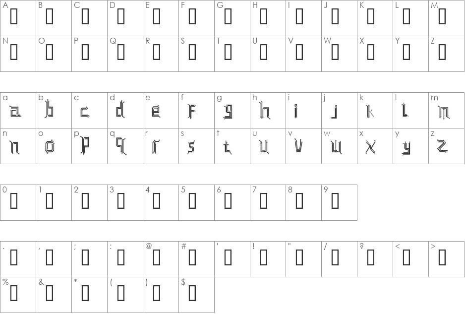 Circuit board font character map preview