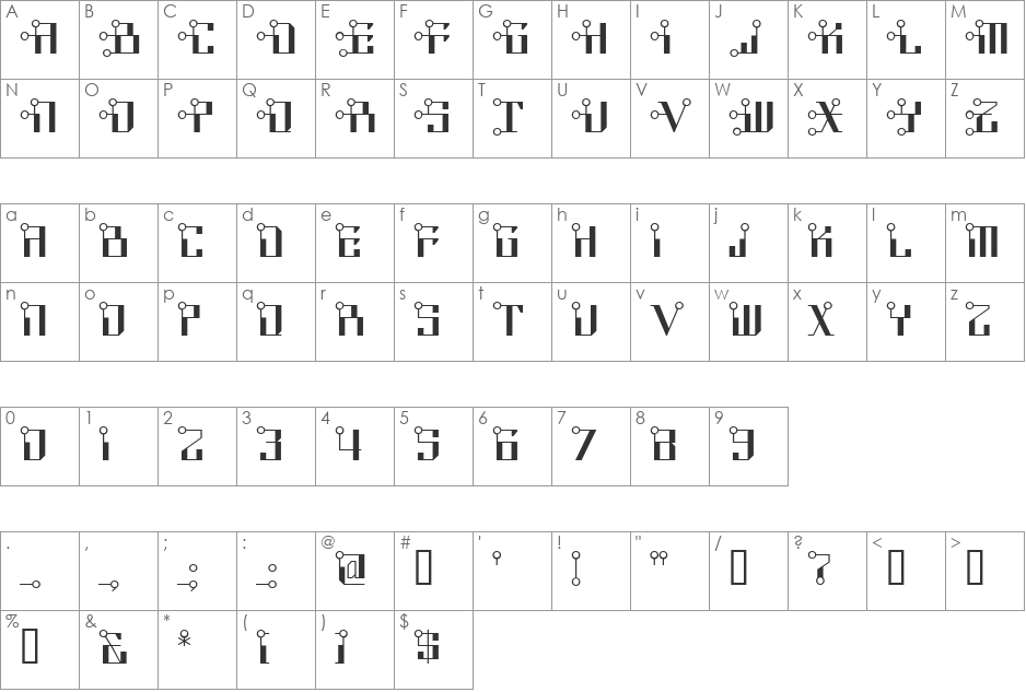 CircuitBoredNF font character map preview