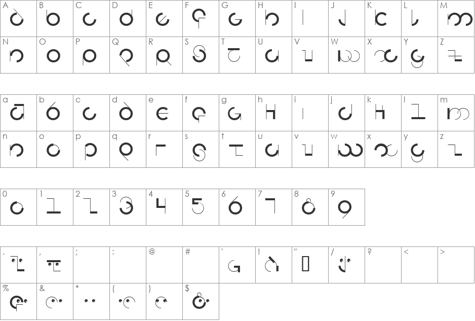 Circularia font character map preview