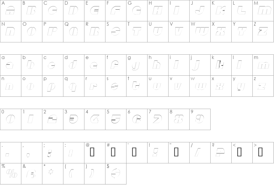 CircularSawOutline font character map preview