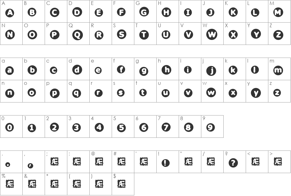 Circulate (BRK) font character map preview
