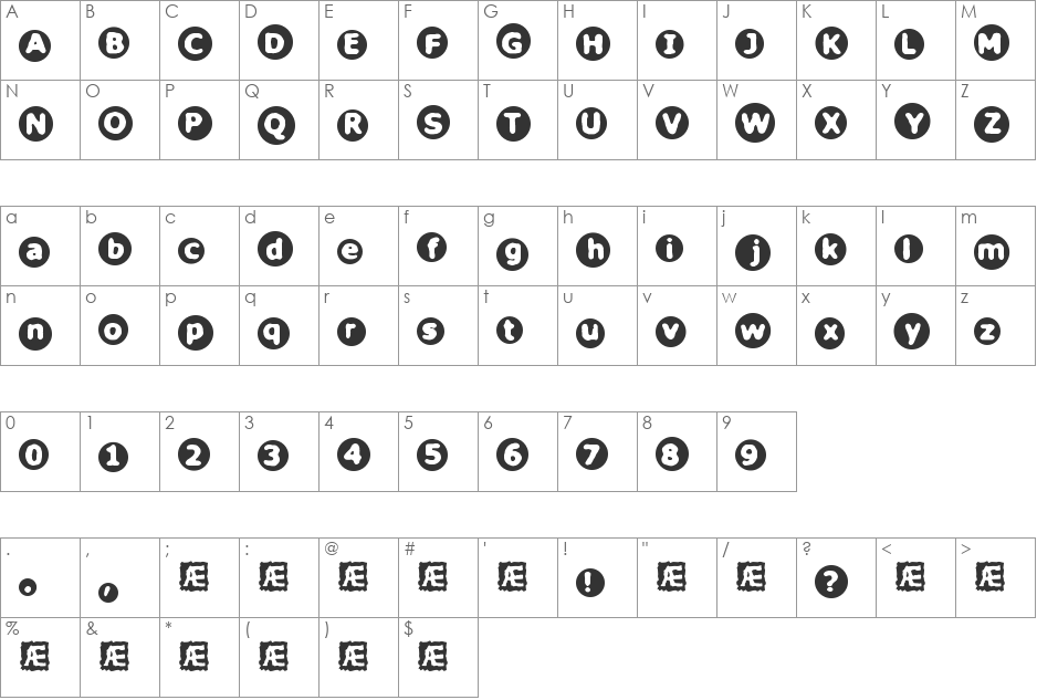 Circulate BRK font character map preview