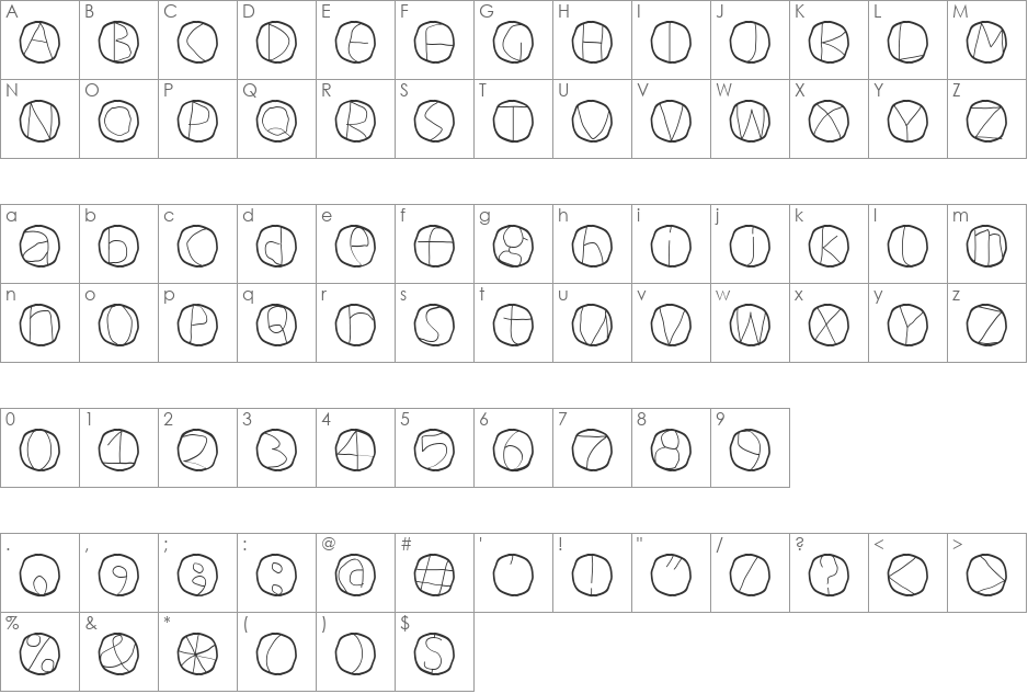 CirculumInvers font character map preview