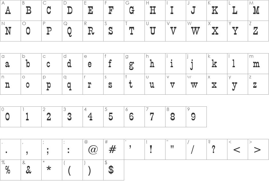 Circus font character map preview