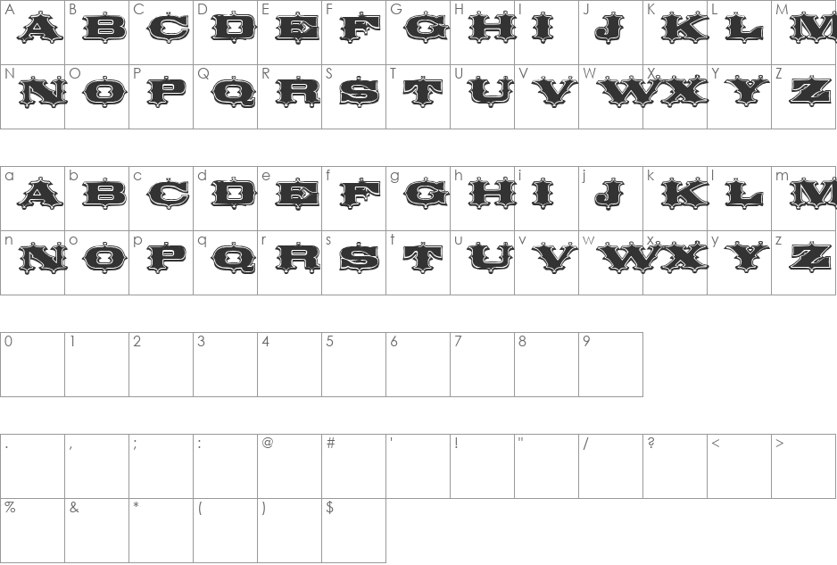 Circus Ornate font character map preview