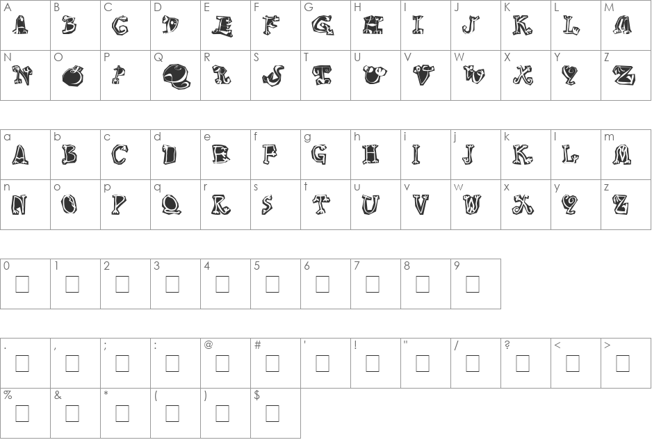 Circus Three font character map preview