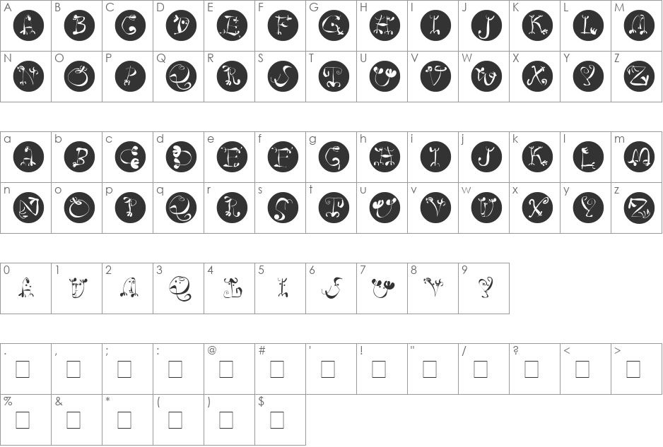 Circus Two font character map preview