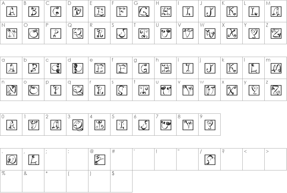 CircusBoldSquares font character map preview