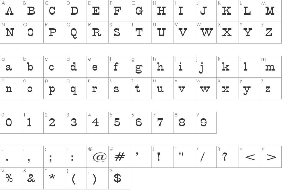 CircusExtended font character map preview