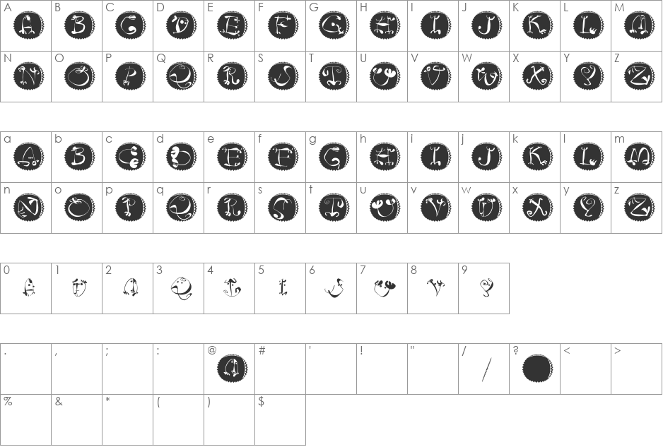 CircusKlein font character map preview