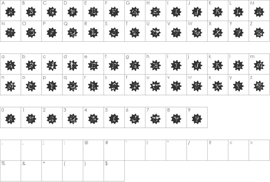 CircusStars font character map preview