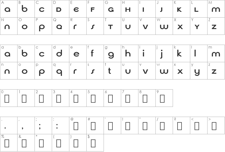 Cirqua font character map preview