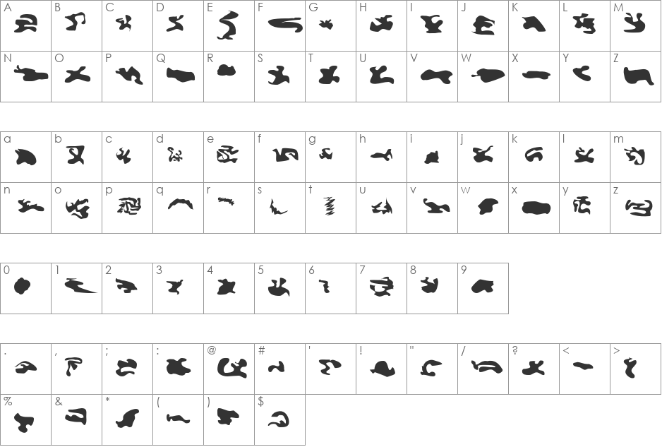 CISF Camouflage Kit font character map preview