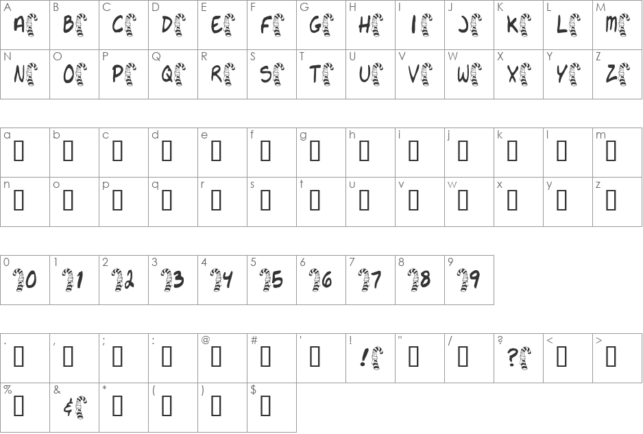 Citizen Cane font character map preview