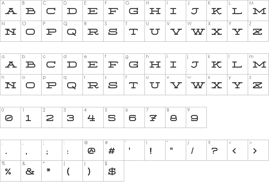 Citizen Slab font character map preview