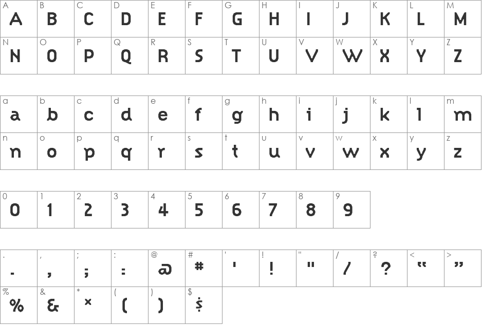 CitizenBold font character map preview