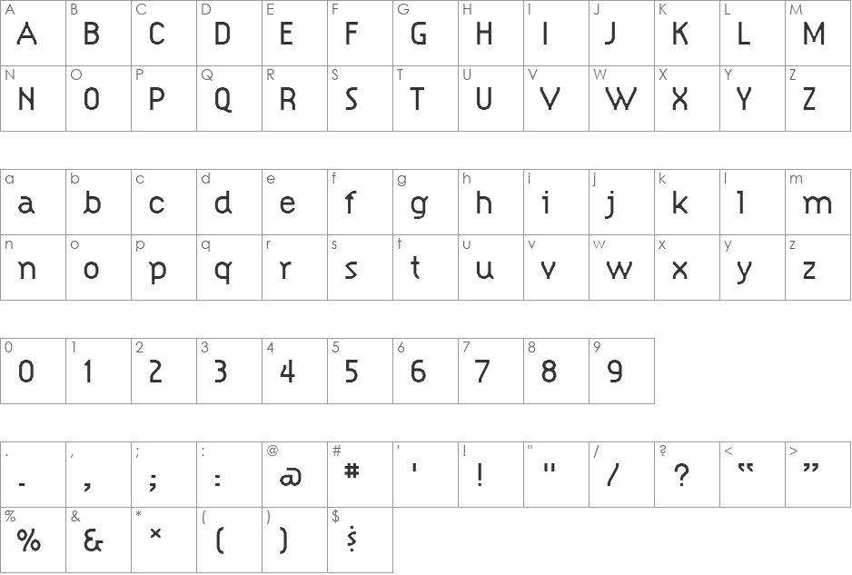 CitizenLight font character map preview