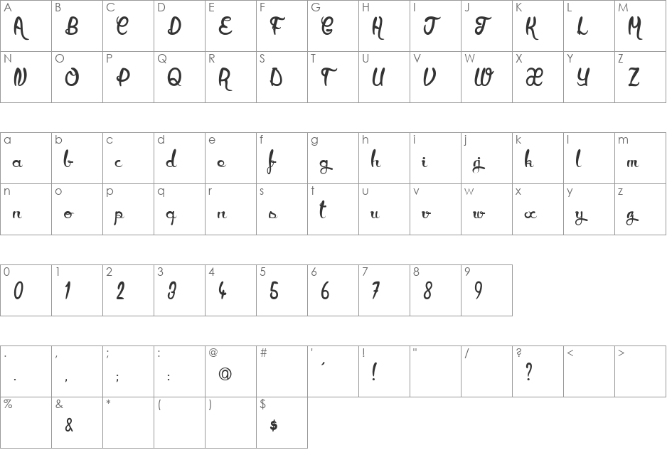 City Of Angel font character map preview