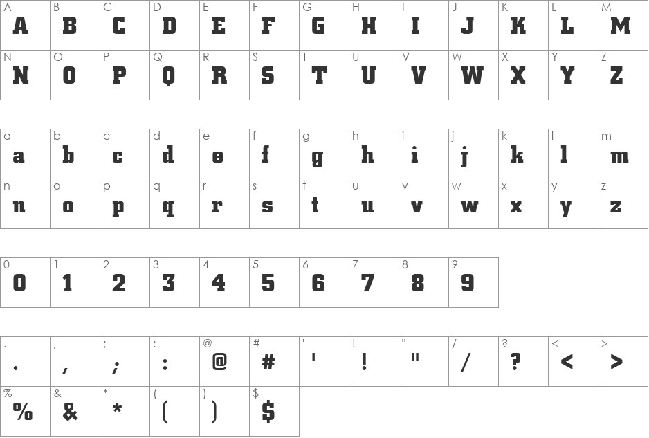CityDEEBol font character map preview