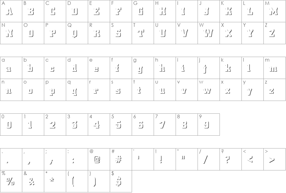 CityOnlShaDBol font character map preview
