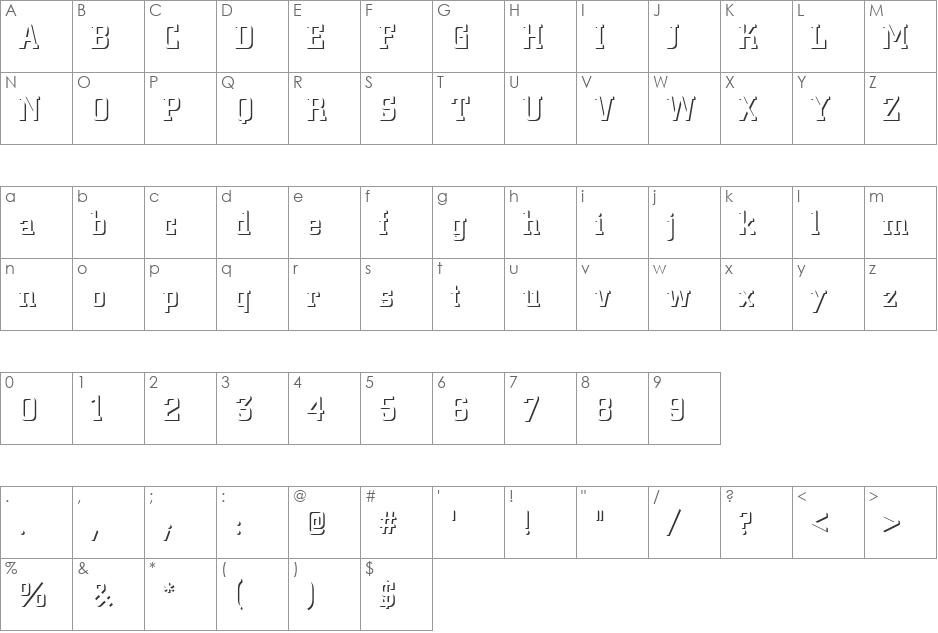 CityOnlShaDMed font character map preview