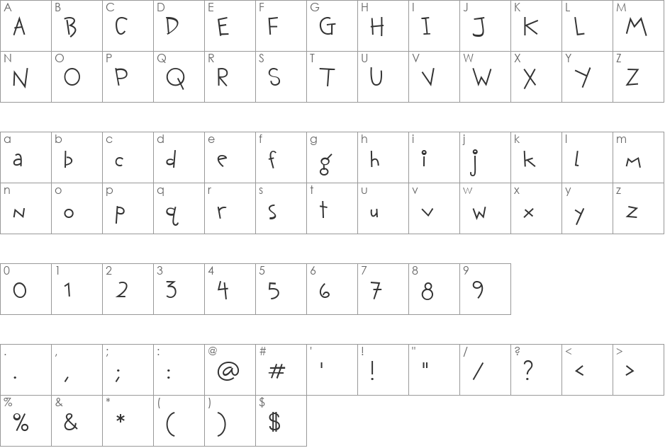 CK Cute font character map preview