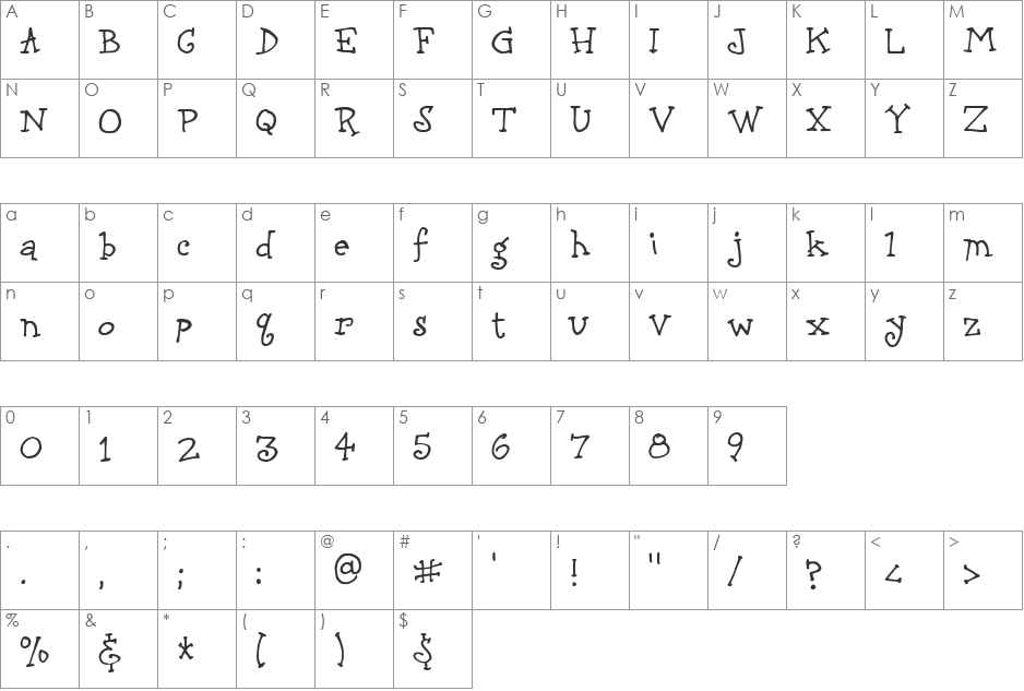 CK Hopscotch font character map preview