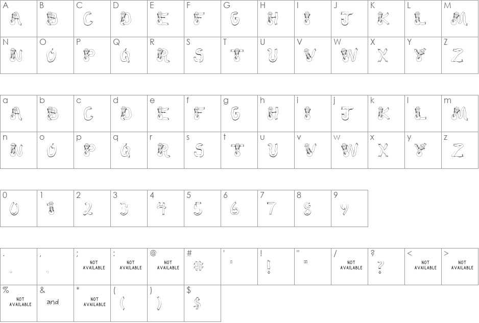 CK Snowman font character map preview