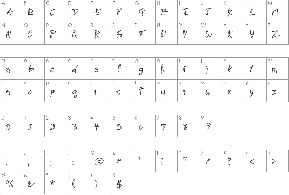 CK Stacatto font character map preview