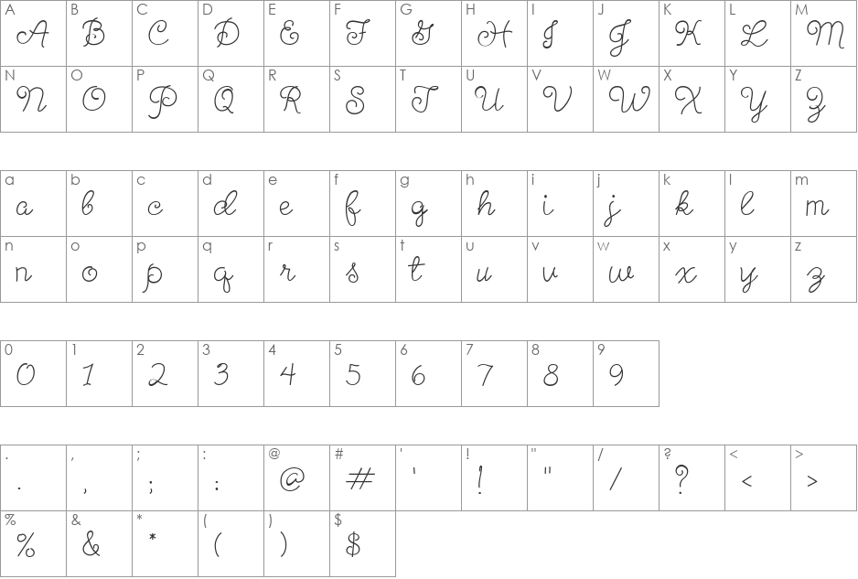 CK Windsong font character map preview