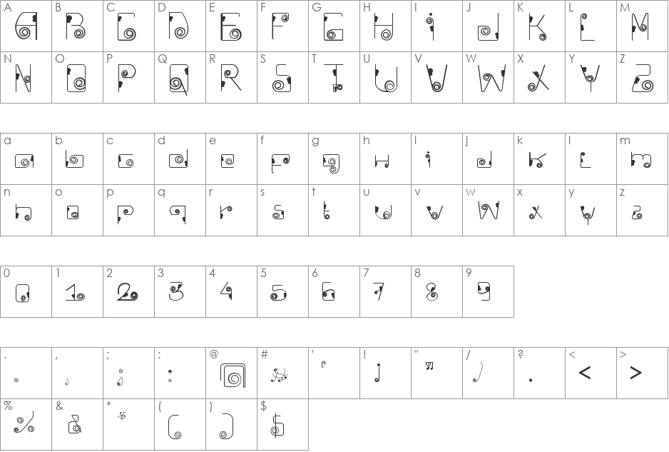 Ckellp font character map preview