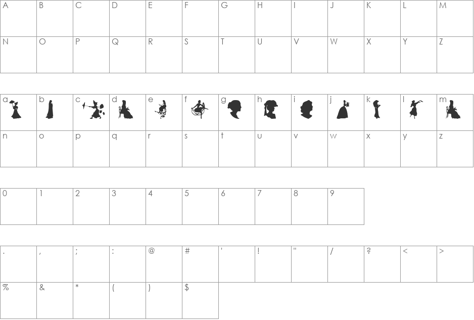 ck_vic-silhouette font character map preview