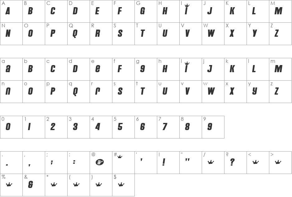 Claim To Fame font character map preview