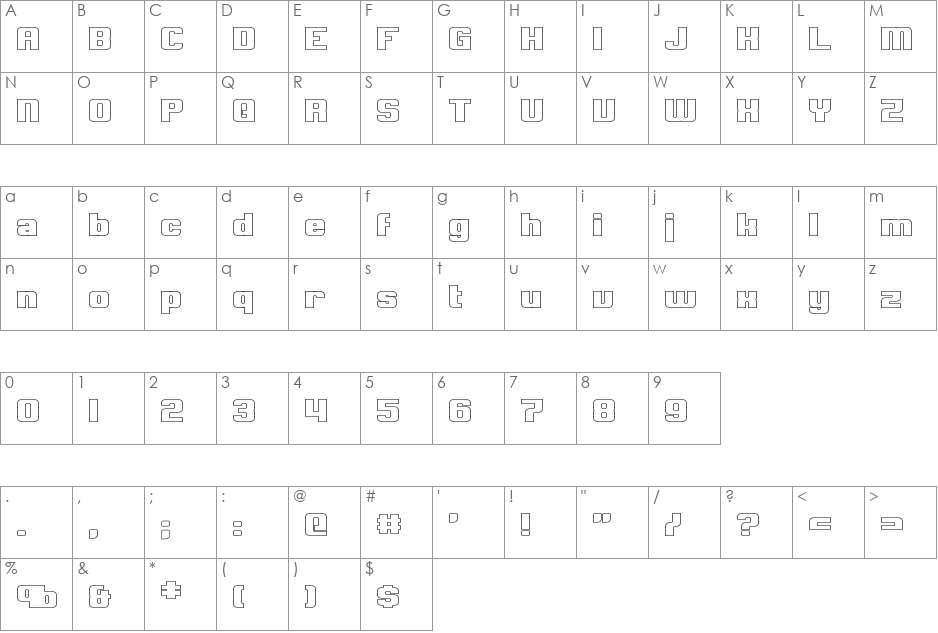 Clark font character map preview