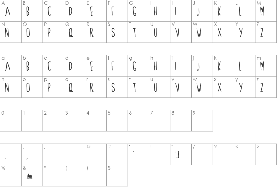 Clarks Summit font character map preview