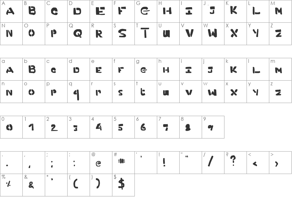 Clarky's present font character map preview