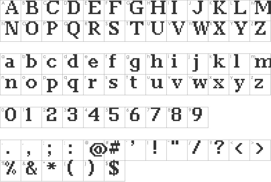 classic 10_66 font character map preview