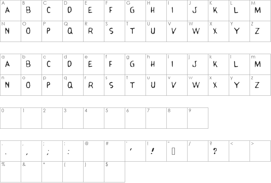 ClassicComicsClub font character map preview