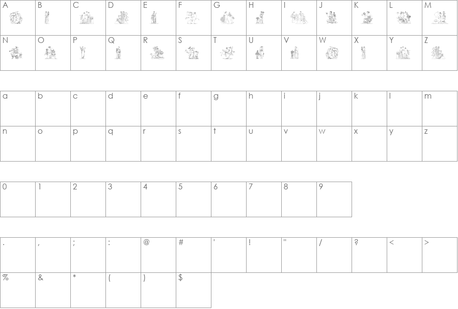 ClassicSketches font character map preview