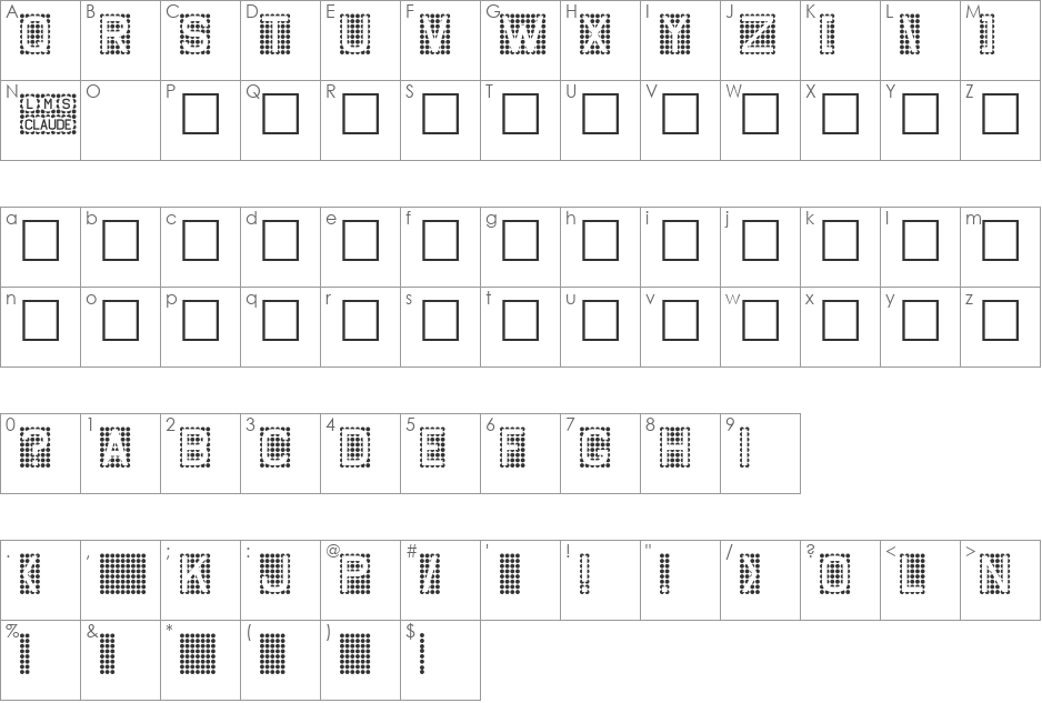 Claude font character map preview