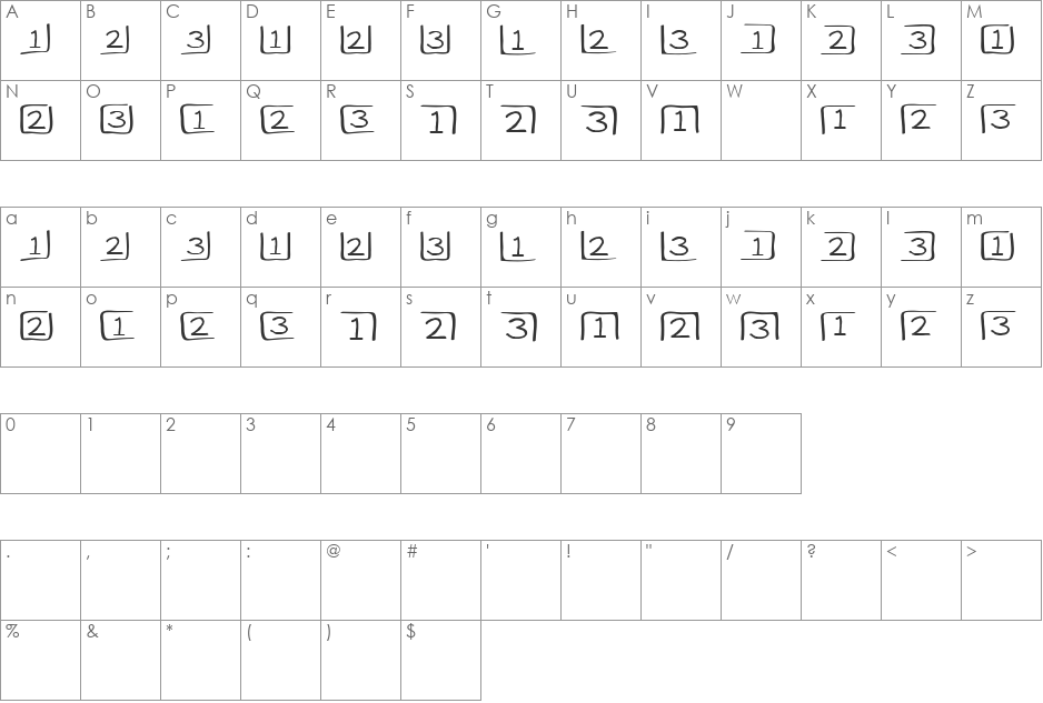 Clave Cajn font character map preview