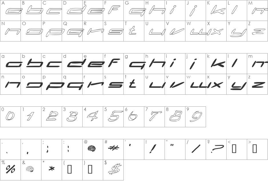 Claytoona font character map preview