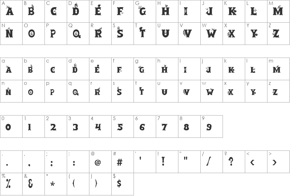 CLB-Thanksgiving font character map preview