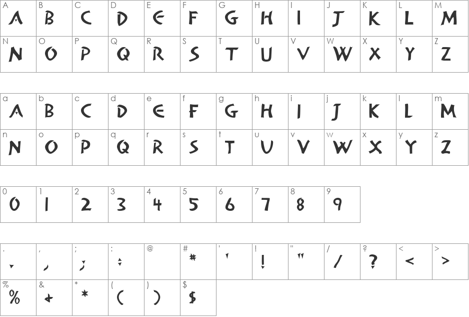 Alan Den font character map preview